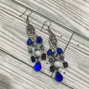 Handmade blue chandelier earrings